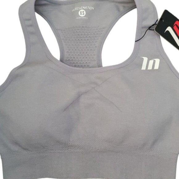 NWT Set of 2 Muscle Nation Sports Bra Both Size XS Grey Running Workout - Picture 2 of 6